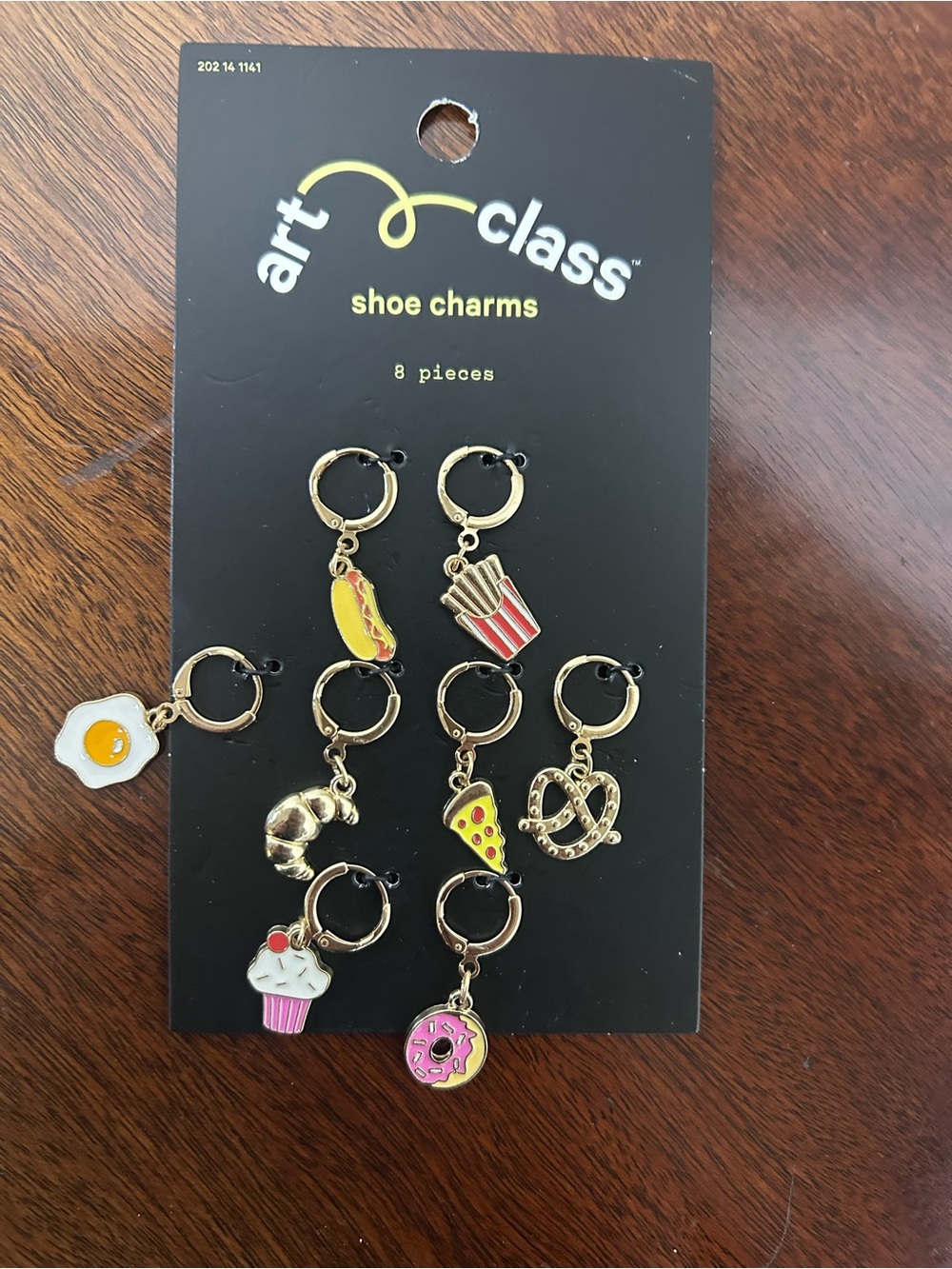 art class Gold Food-Themed Shoe Charms with Multicolor Accents